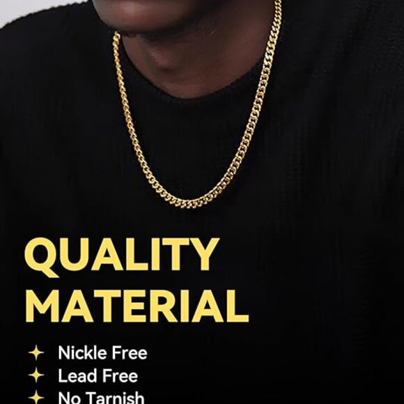 Miami Cuban Link Chain Necklace for Men Stainless Gold-6mm Plated Hip Hop - Picture 2 of 6